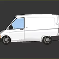 White Cargo Van 3D Model With Blue Windows Black Wheels And Reflection 3d model