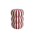 Ceramic Striped Cream And Burgundy Side Table With Wavy Texture Design
