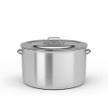 Stainless Steel Storage Cabinet With Silver Lid And Handle On White Background