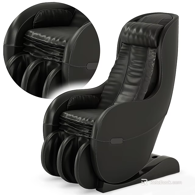 Black Leather Massage Chair With Ergonomic Design And Full Body Massage Function 3d model 
