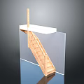Wooden Staircase Design With White Platform And Glass Railing Interior