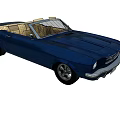 Vintage Blue Convertible Car With White Soft Top And Beige Seats