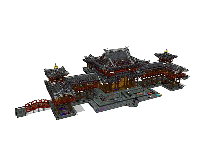 Chinese Ornaments My World Palace Building Blocks Ornaments 3d model