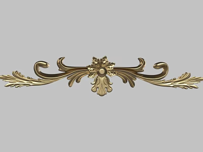 Golden Carved Decoration Classic Ornate Design With Floral Center And Scroll Patterns 3d model