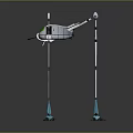 Mechanical Creature Robotic Character Featuring Six Legs Green Circle And Blue Feet