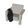 Modern Single Sofa With Beige Fabric And Black Blanket For Living Room Interior Design