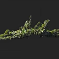 Natural Rock Formation Covered With Green Moss And Small Plants