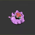 Pink Haired Girl In Green Dress With Flower Shaped Wand And Purple Petal Base