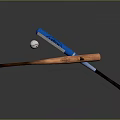 Baseball Sports Equipment With Wooden Bat Blue Bat And White Baseball