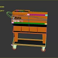Beta Tank Orange Tool Cart With Wheels And Multiple Shelves Design 3d model