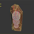 Shiny Transparent Polygonal Crystal With Orange Pink Gradient On Black Background