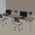 Modern Office Desk Workspace With Multiple Workstations Dividers Computer Monitors And Ergonomic Chairs 3d model