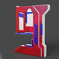 Modern 3D Letter Design With Red Blue Geometric Shapes And Layered Structure