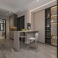 Modern Living and Dining Room Interior With Sofa Coffee Table Chandelier TV Rug and Painting