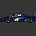 Sleek Blue Race Car With Aerodynamic Rear Wing And Sporty Exterior Design