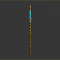 Ornate Fantasy Sword With Blue Blade Golden Accents And Intricate Patterns