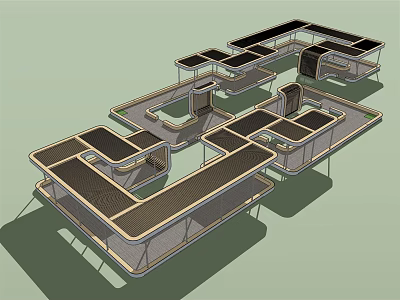 Modern Pergola Design With Geometric Structure And Multi Section Open Canopy 3d model