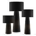 Modern Three Floor Lamps Contemporary Design With Black Shades And Tapered Metal Bases