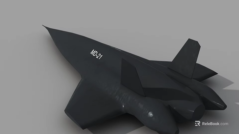 Black MD21 Fighter Jet Model With Sleek Design And Sharp Edges 3d model