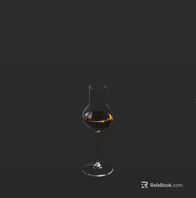 Elegant Wine Bottle And Glass With Amber Wine On Dark Background Surface 3d model 