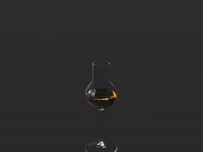 Elegant Wine Bottle And Glass With Amber Wine On Dark Background Surface 3d model