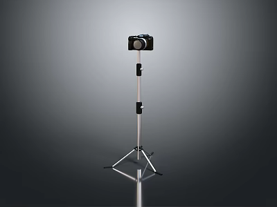 Professional Digital Camera Mounted on Adjustable Tripod Stand for Photography Use 3d model