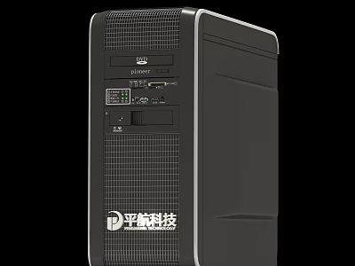 Sleek Black Desktop Computer Tower With Mesh Front Panel And Front Ports Layout 3d model
