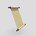 Antique Scroll with Wooden Handles and Cream Colored Parchment Paper