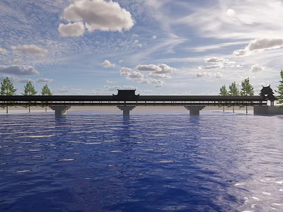 Chinese-style Covered Bridge Sichuan Guizhou Covered Bridge Rain Bridge 3d model