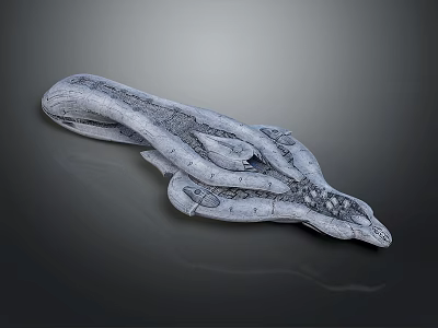 Cosmic Aerospace Mechanical Structure Model With Detailed Gray Alien Texture Design 3d model