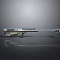 Silver Tactical Gun With Modern Design On Dark Background And Metallic Reflection 3d model