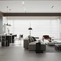 Modern Living Dining Room Interior With Sofa Dining Table And Large Windows