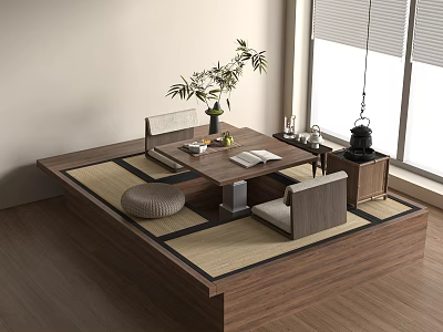 Modern Tatami Tea Table and Chair Combination Tea Table 3d model