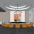Modern private room hotel catering large box catering private room wine cabinet art chandelier round table and chair 3d model