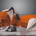 Low Poly Style Orange And White Fox Lying Down 3D Model Design 3d model
