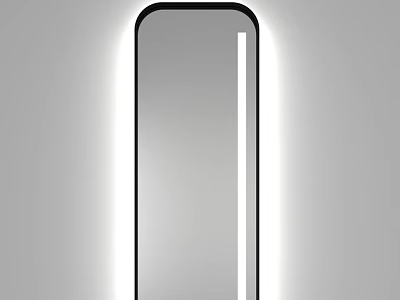 Contemporary LED Lighted Bathroom Mirror with Sleek Design and Slim Black Frame 3d model