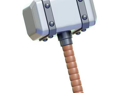 Durable Metal Head Hammer With Coiled Brown Handle For Home Improvement 3d model