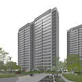 Modern High Rise Residential Building With Glass Facade Balconies And Green Trees Around