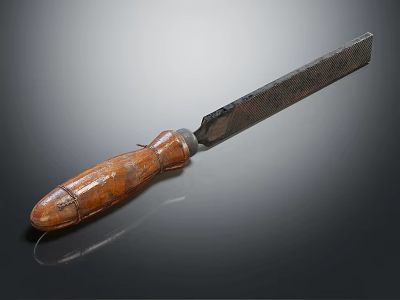 Wooden Handle Metal File a Practical Hardware Tool for Precision Shaping and Smoothing 3d model