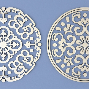 Chinese-style Carved Round Carved Traditional Pattern Lattice Carved Pattern 3d model