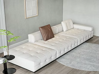 Light Luxury Italian Multi-person Sofa Three-seat Sofa Living Room Sofa Light Luxury Sofa Minimalist Sofa 3d model