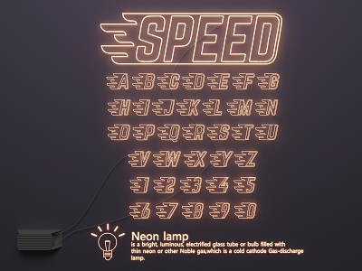 Neon glow word LED lamp 3d model