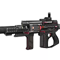 Modern Tactical Rifle with Advanced Mechanical Structure Black Body Red Accents and Tactical Scope 3d model