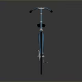 Blue Bicycle With Black Seat And Handlebar On Gray Background With Reflection