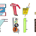 Various Side Hanging Lightbox Signs For Public Facilities Including Cafe Mall And Bakery