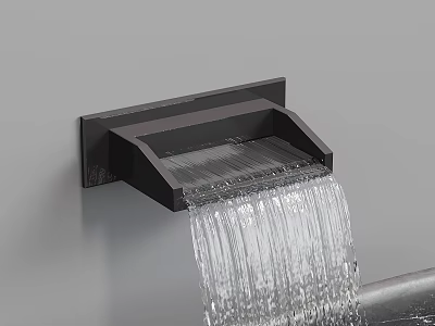 Black Wall Mounted Waterfall Faucet With Smooth Flowing Water Stream 3d model