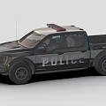 Police Pickup Truck With Roof Lights Black White Color And Front Grille Design