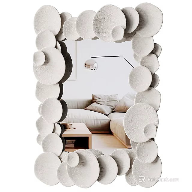 Decorative Round Frame Mirror In Living Room With Sofa Coffee Table And Floor Lamp 3d model 