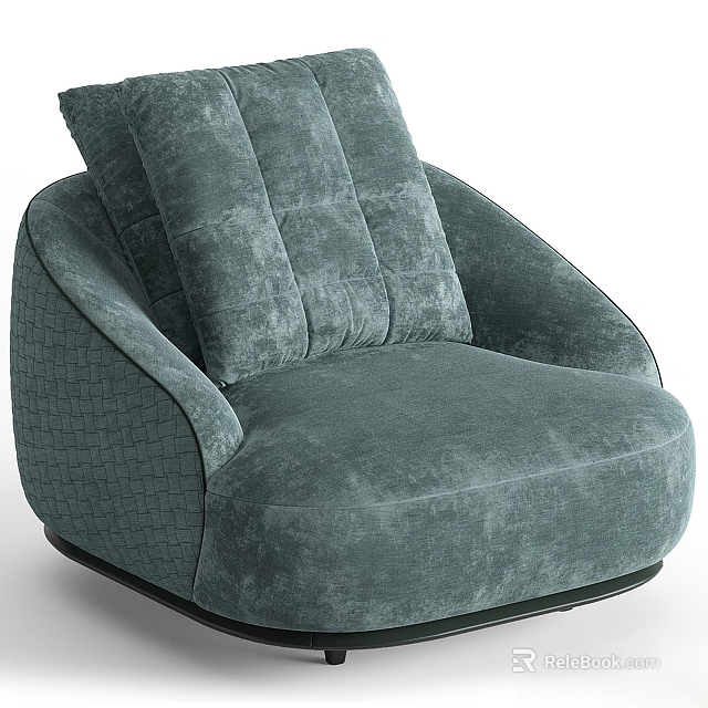 Modern Teal Velvet Leisure Chair With Plush Backrest And Cozy Design 3d model 