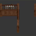 Wooden Railing Components With Corner And Straight Sections And Decorative Posts